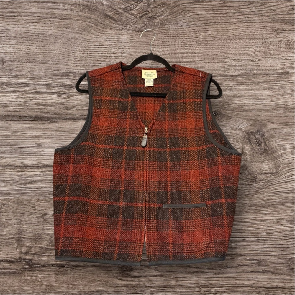 G.H. Bass & Co. Red and Black Plaid Vest for Cozy Fall Days